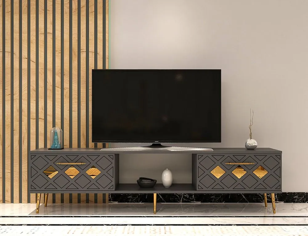 TV polica Dome Anthracite Gold
