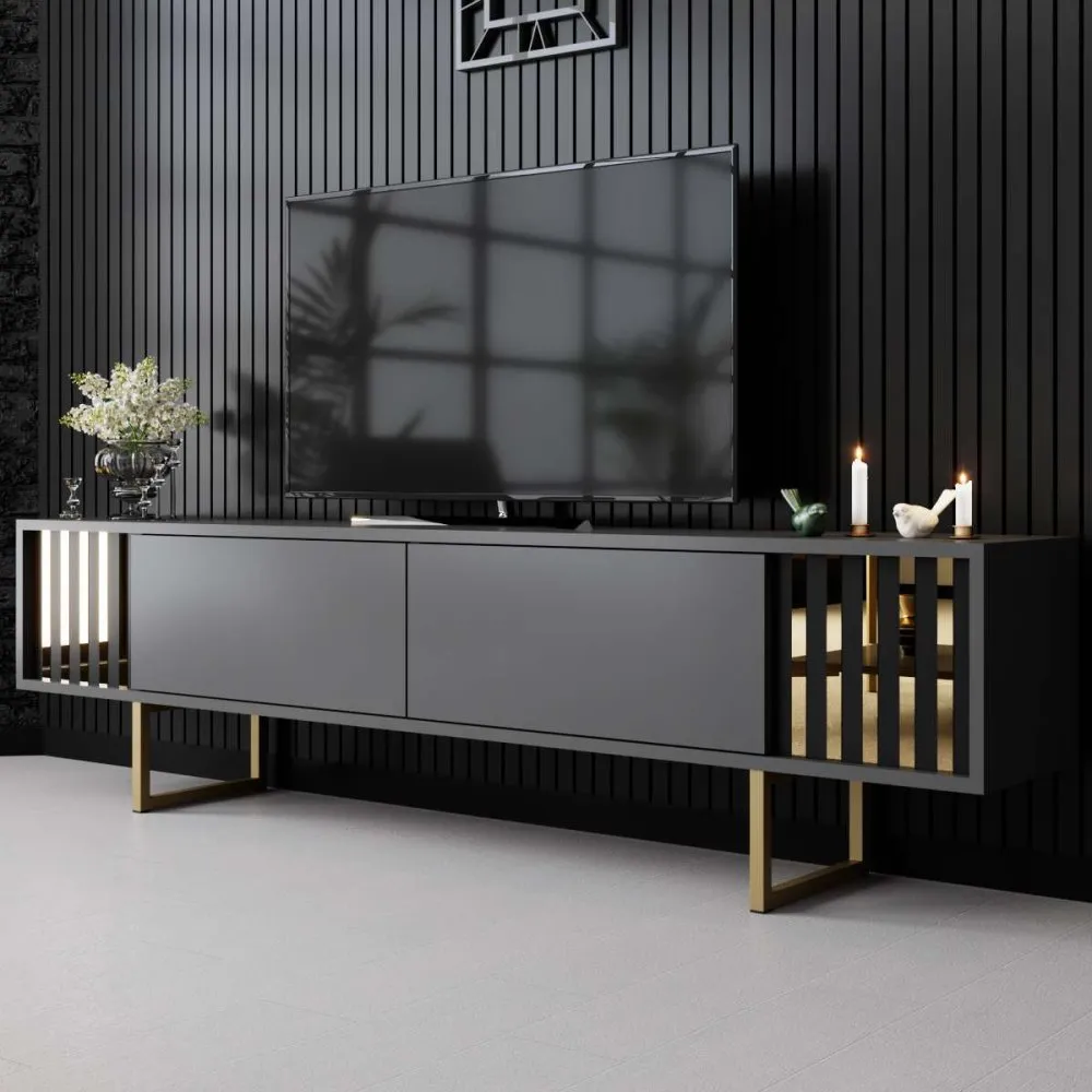 TV polica Gold Line Anthracite Gold