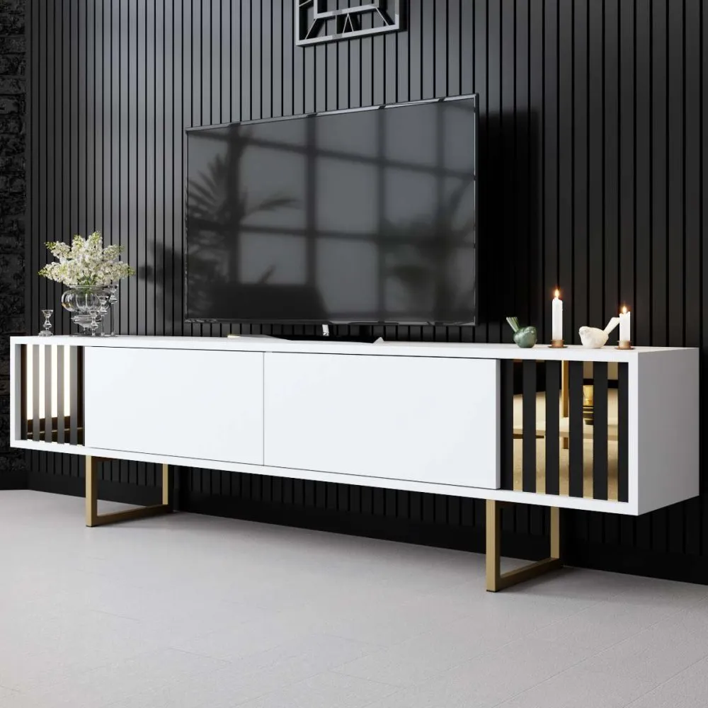 TV polica Gold Line White Gold