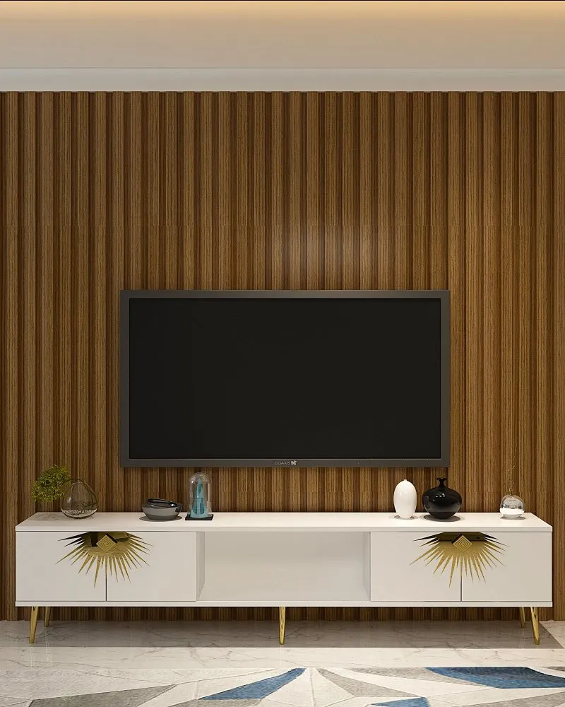 TV polica Nida White Gold