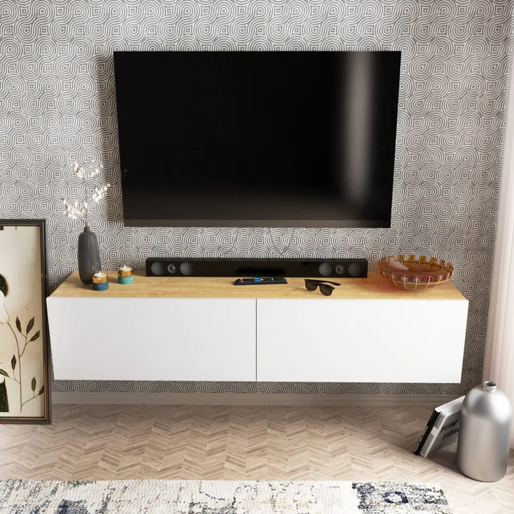 TV polica Poling White Walnut