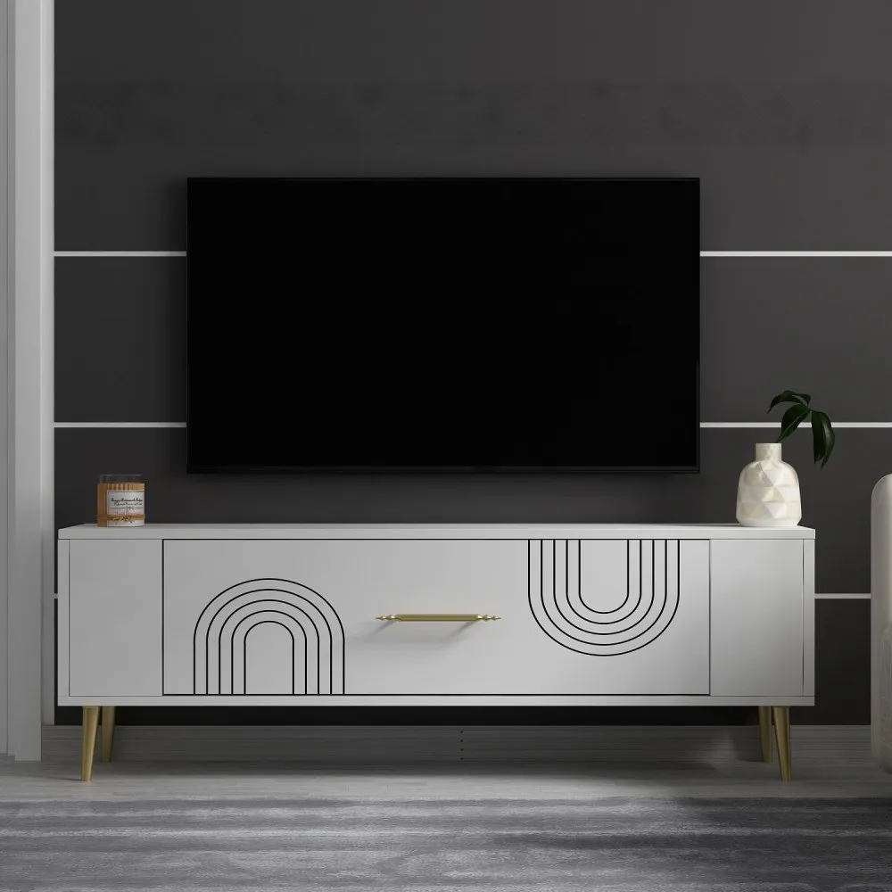 TV polica Retrol2 White Gold