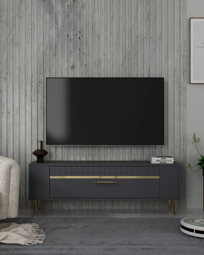 TV polica Retrolp1 Anthracite Gold