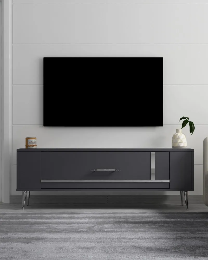 TV polica Retrop1 Anthracite Silver