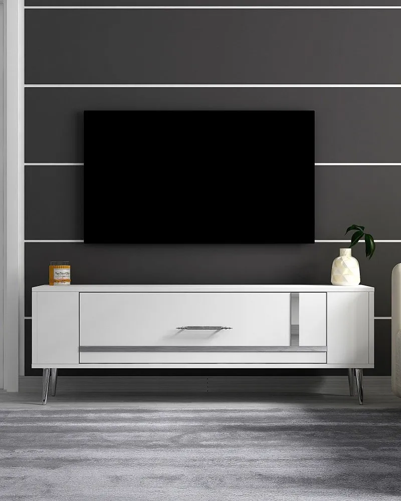 TV polica Retrop1 White Silver