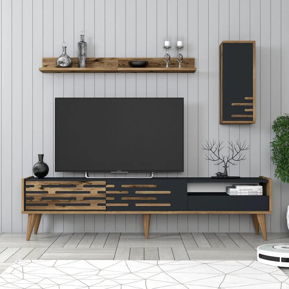 TV polica Valensiya - Walnut Anthracite