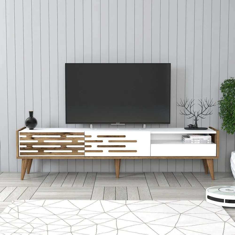 TV polica Valensiya - Walnut White
