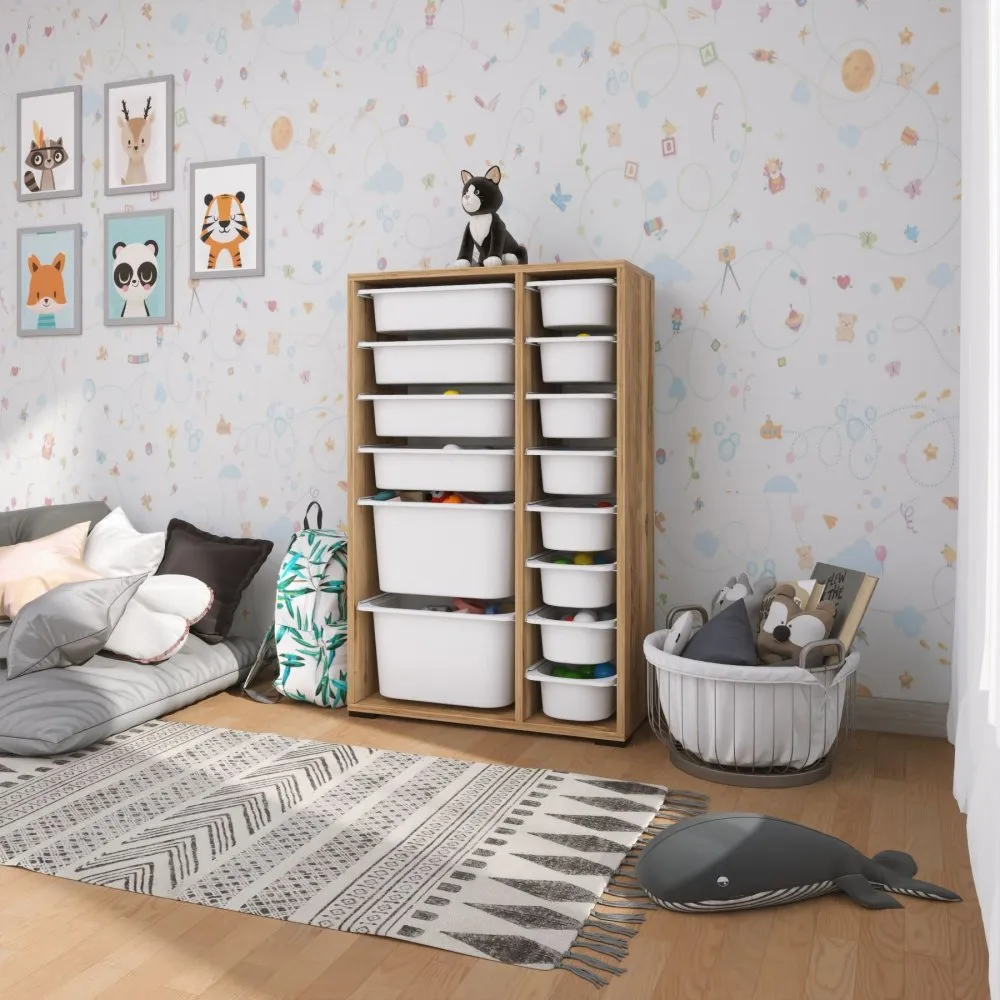 Višenamenske police Rine 2D4K8U Walnut White