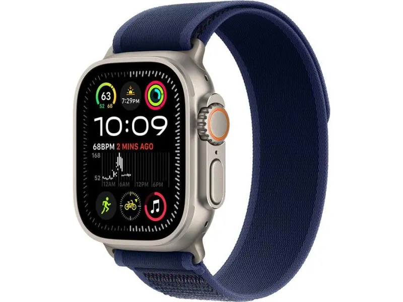 Watch Ultra2 v2 Cellular 49mm Natural Titanium Case with Blue Trail Loop - M/L (mx4l3se/a)
