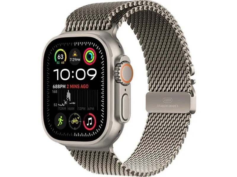 Watch Ultra2 v2 Cellular 49mm Natural Titanium Case with Natural Titanium Milanese Loop - L (mx5t3se/a)