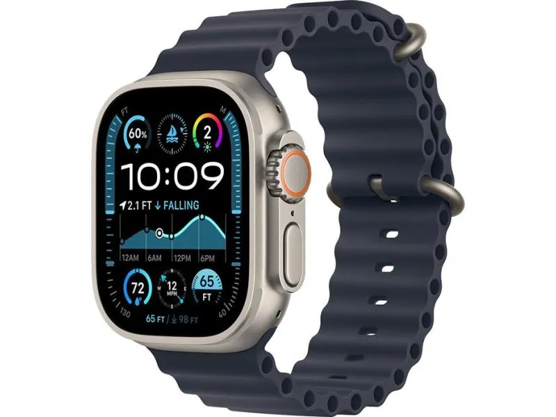 Watch Ultra2 v2 Cellular 49mm Natural Titanium Case with Navy Ocean Band (mx4d3se/a)