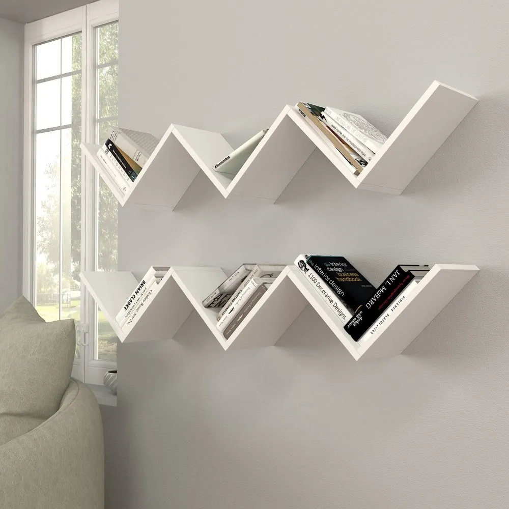 Zidna polica Zig Zag White