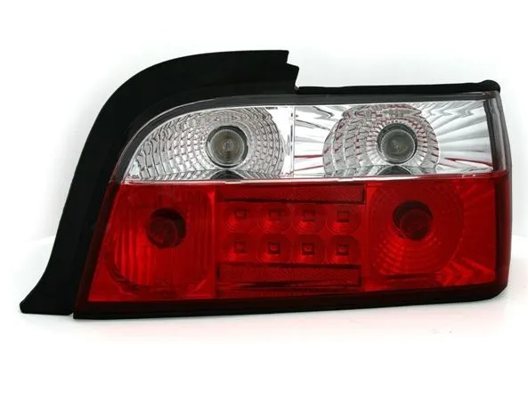 Kristalna LED štop svetla BMW E36 coupe (91-99) 2d coupe  - crvena / hrom - PROSET VTT doo