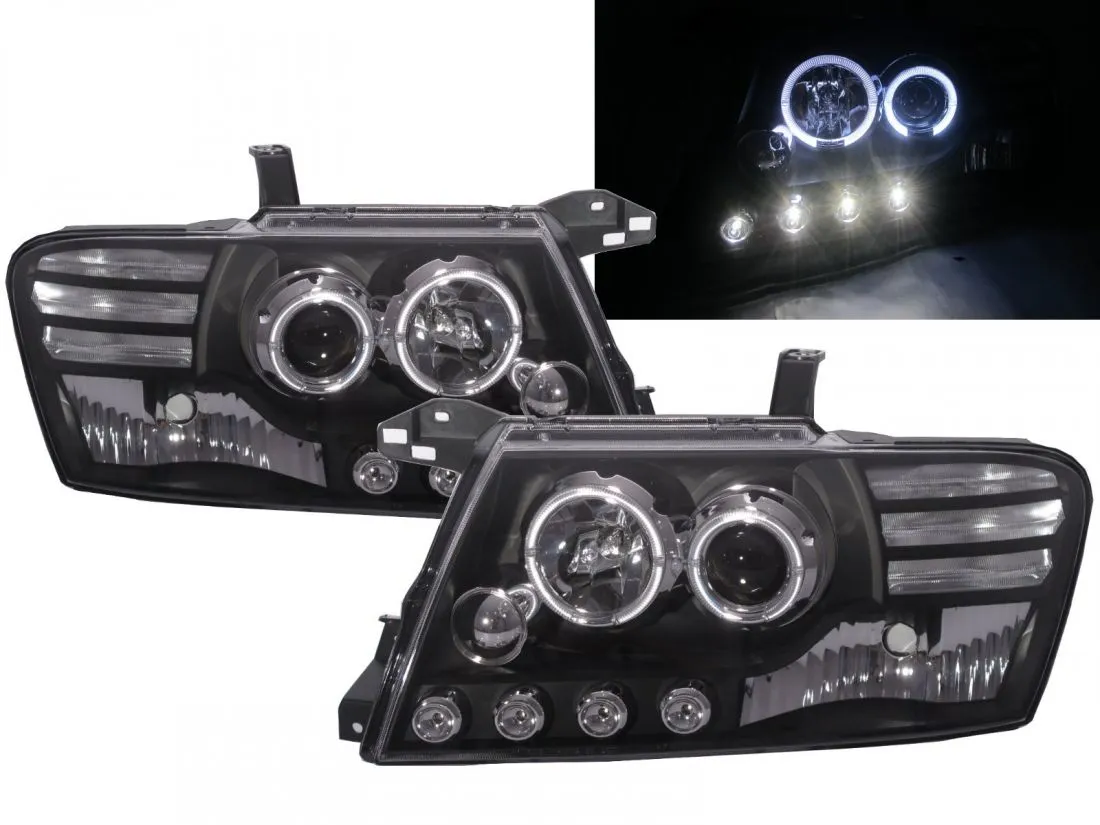 Kristalni farovi Angel / Devil Eyes MITSUBISHI Pajero (2001-2006) - crni - PROSET VTT doo