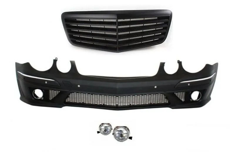 Prednji AMG branik Mercedes W211 E-Class (2002-2009) sa AMG maskom crnom i maglenkama - PROSET VTT doo
