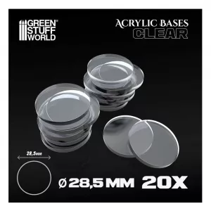 Acrylic Round Base 28.5mm - CLEAR (Pack x20)