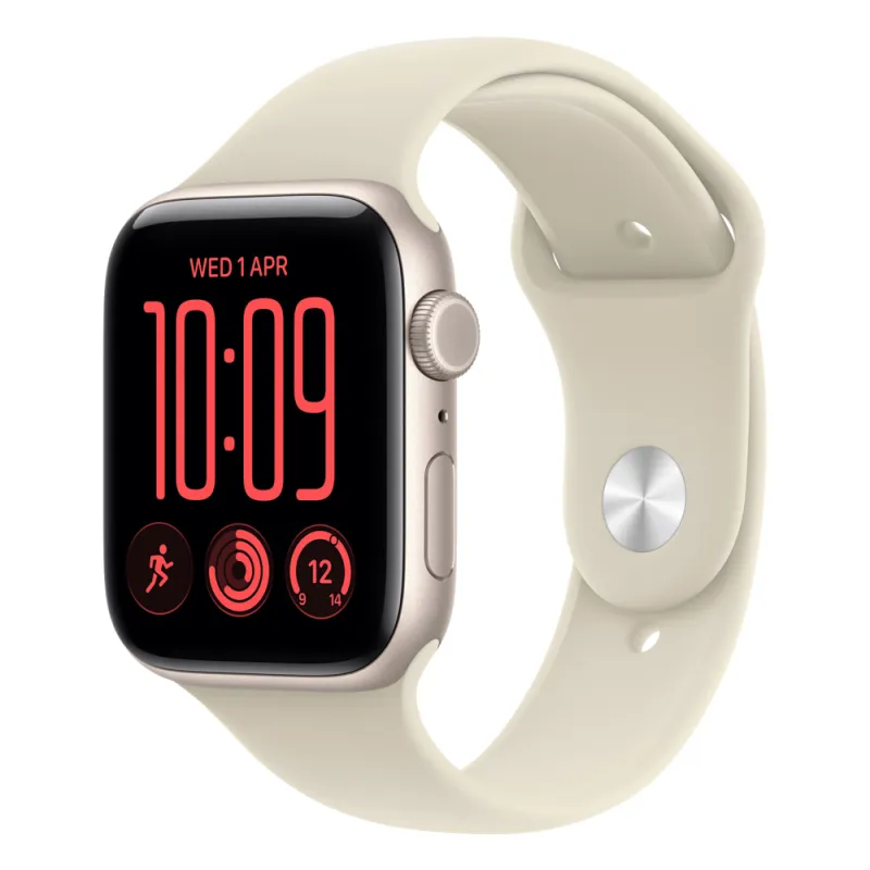 Apple Watch SE3 v2 Cellular 44mm Starlight Aluminium Case with Sand Sport Band - M/L