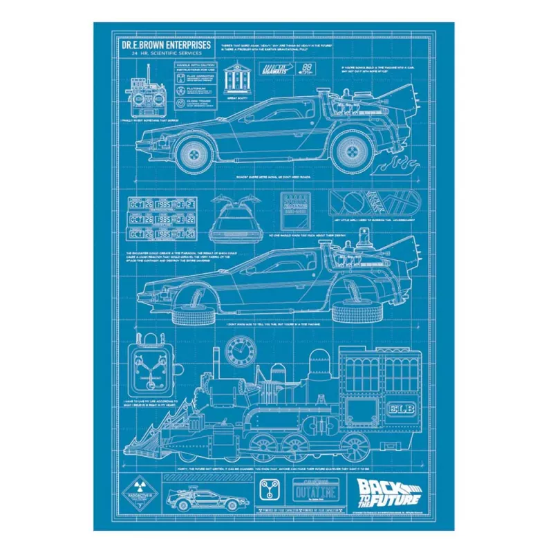 Back to the Future Time Machine Blueprint Art Print