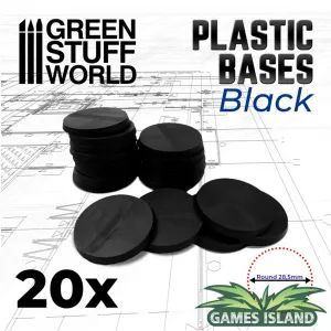 Black Plastic Round Base 28.5mm - PACKx20