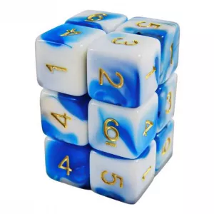 Dice D6 16mm Color BLUE Marble (12pc pack)
