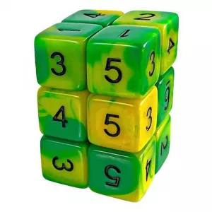 Dice D6 16mm Color LIGHT GREEN Marble (12pc pack)