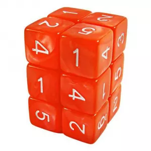Dice D6 16mm Color ORANGE Marble (12pc pack)