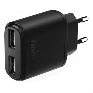 Kucni punjac, 2x USB, 2.4 A, crni 12W