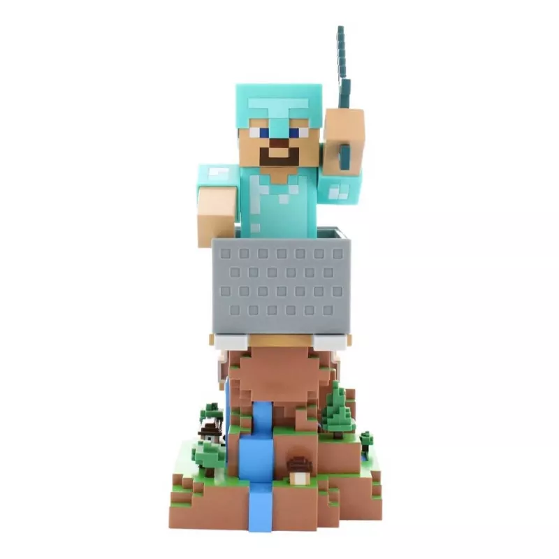 Minecraft: Steve in Diamond Armour Cable Guys R.E.S.T Collectible Figure Device Holder
