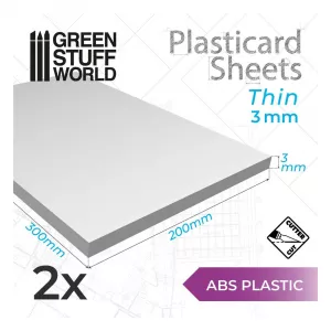 Plasticard ABS Plain Sheet 3mm PACK x2