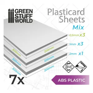 Plasticard ABS Plain Sheet MIX - PACK x7