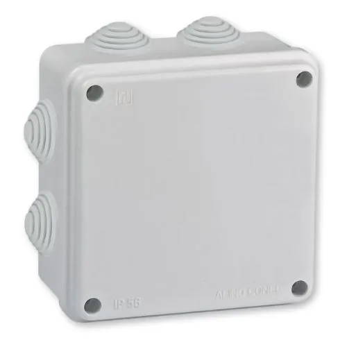 Aling-Conel kutija razvodna sa 8 uvoda na zid 100x100x50 IP56 ABS G/W 650°C, siva
