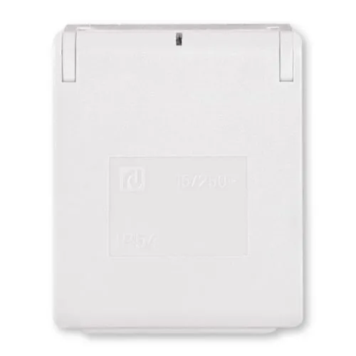 Aling-Conel priključnica dvopolna 16A 250V~ za ugradnju na panel IP54, bela