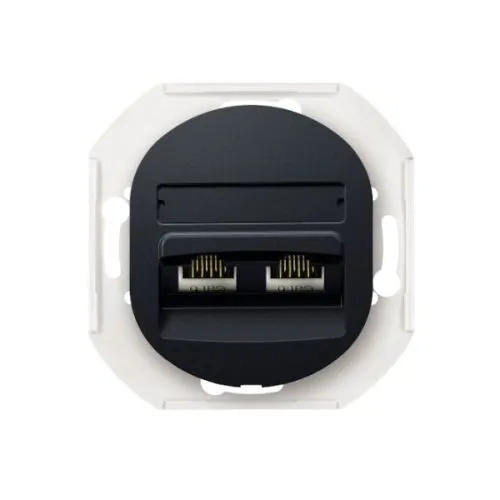 Aling-Conel priključnica komunikacijska bez maske 2xRJ45 Cat 6 UTP, crna soft