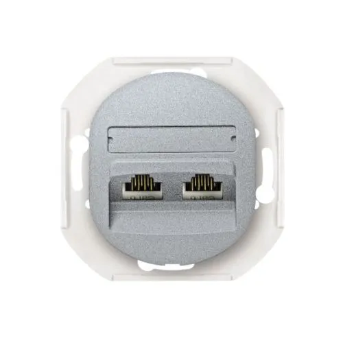 Aling-Conel priključnica komunikacijska bez maske 2xRJ45 Cat 6 UTP, silver