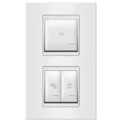 Aling-Conel set sklopki za kupatilo 3x16AX 250V~ sa indikacijom 2xfi60 vertikalni (svetlo 2M grejalica bojler) beli