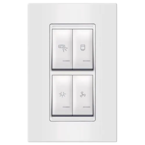 Aling-Conel set sklopki za kupatilo 4x16AX 250V~ sa indikacijom vertikalni univerzalni (svetlo ventilator grejalica bojler) beli