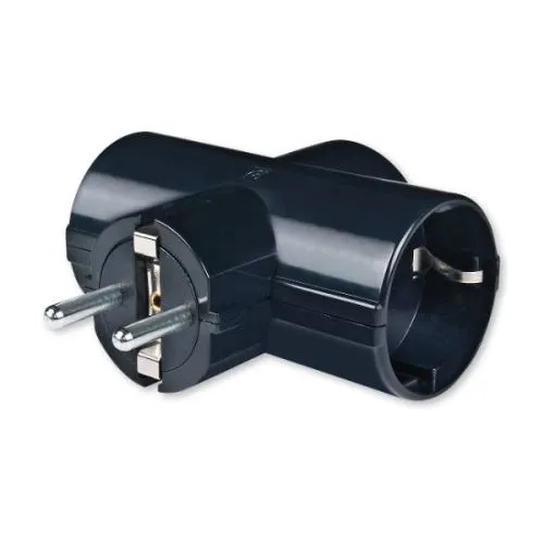 Aling-Conel T adapter sa 3 priključnice 16A 250V~, crni