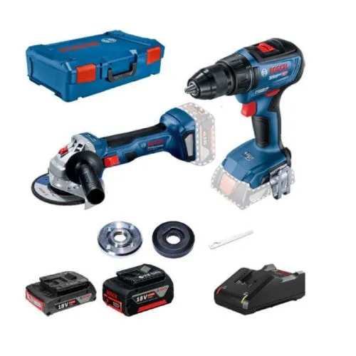 Bosch GSR 18V-50 + GWS 180 akumulatorski set alata 18V, 1x2 Ah, 1x5 Ah