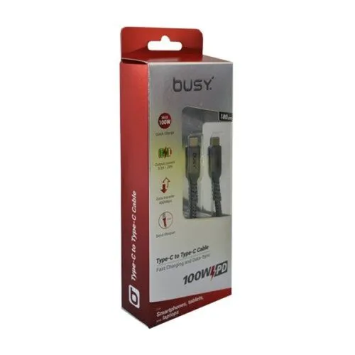 Busy kabl Tip C 1.8 m pleteni srebrni