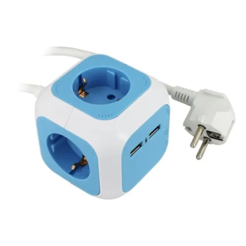 Commel kocka 4x šuko 16A 250V 3500W 2x USB 5V 2,1A 1,4 m