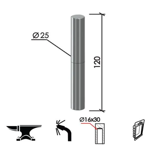 Dabel šarka bravarska za vrata SP3 Ne fi25xx120/16x30mm DP1