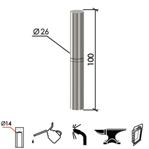 Dabel šarka bravarska za vrata SP6 Ne 26xx100x14mm DP1