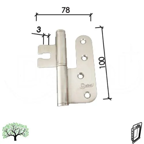 Dabel šarka brod za vrata sp9009a inox 100x78x3