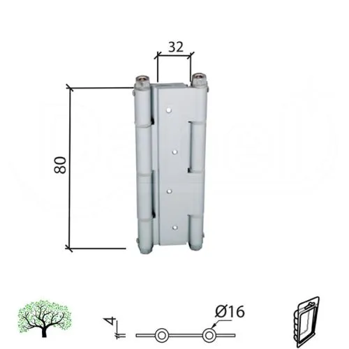 Dabel šarka kaub za vrata sp3035 silver x180x32x4 mm/fi16