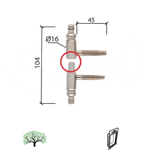 Dabel šarka uvrtna za vrata sp190 znb 16 mm dp1