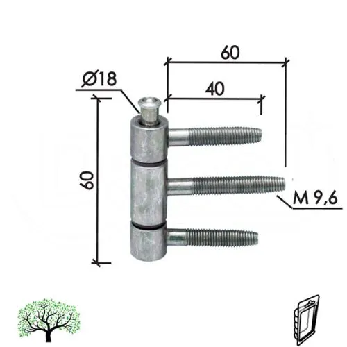 Dabel šarka uvrtna za vrata sp310 znb fi 18 mm dp1
