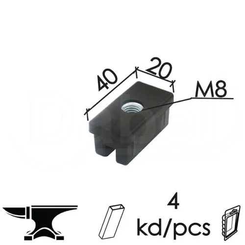 Dabel čep za bravarsku kutiju sa navrtkom ČPN23 Crna 20x40/M8 (4kom) DBP1