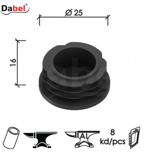 Dabel čep za bravarsku kutiju sn4 crna fi25 mm (8kom)