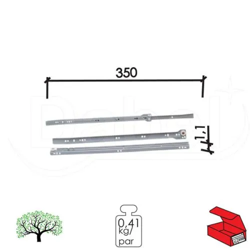 Dabel klizač fioka kl5100 silver 350 mm