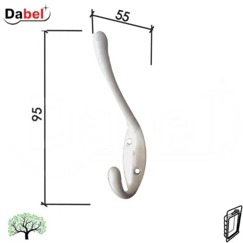 Dabel kuka za kaput i šešir v55 bela 55x95 mm (2kom)